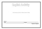 English Worksheet: english activity