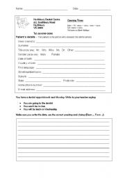 English Worksheet: Dental appointment