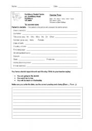 English worksheet: Dental appointment