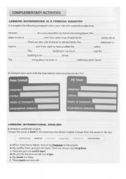 English worksheet: Experiences in a Foreign Country