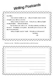 English Worksheet: Writing Postcards