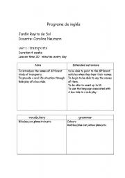 English worksheet: programme and lesson plans