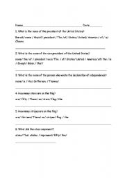 English worksheet: Constitution questions sentence scramble