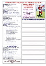 English Worksheet: writing about a famous sports person