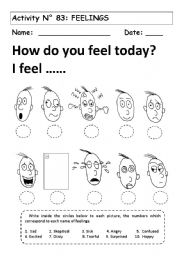 English Worksheet: FEELINGS