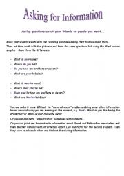 English worksheet: Asking Questions 