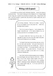 English Worksheet: Writing a speech