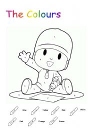 English Worksheet: Colouring with Pocoyo