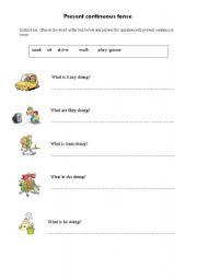 English worksheet: Present Continuous Tense