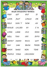 English worksheet: HIGH FRECUENCY WORDS