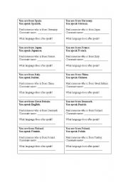English worksheet: Find someone who (countries and languages)