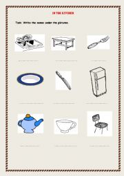 English Worksheet: In the kitchen