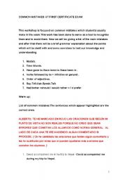 English Worksheet: First Certificate common errors