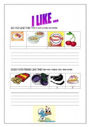 English worksheet: I like...