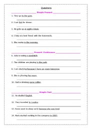 English worksheet: questions