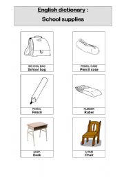 English worksheet: school supplies 1