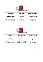 English Worksheet: Phrasal verbs bingo 