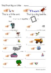 English Worksheet: Big or Little?: worksheets and flash cards part 2 of 2 (5 pages)