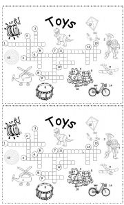 English Worksheet: toys crossword