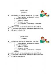 English Worksheet: Vocab-u-toon Rubric