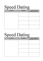 English Worksheet: Speed dating