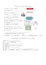 English worksheet: Getting to Know Each Other