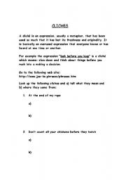 English Worksheet: Cliches
