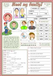 English Worksheet: MEET MY FAMILY!