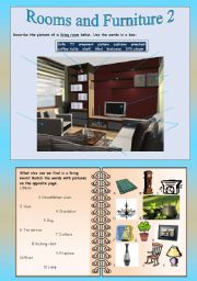 English Worksheet: Rooms and Furniture 2 - Living room