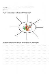 English worksheet: Halloween writing