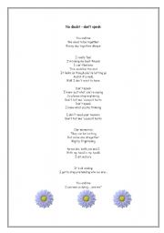 English worksheet: song lyrics