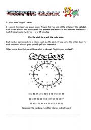 English worksheet: cryptic clock
