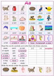 English Worksheet: Reading Aa