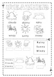 English Worksheet: Weather MATCHING - FULLY EDITABLE