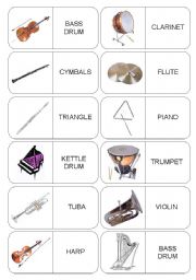 English Worksheet: musical instruments domino