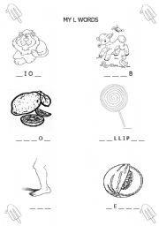 English worksheet: MY L WORDS