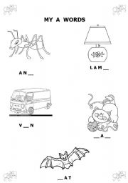 English Worksheet: MY A WORDS