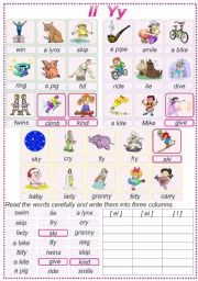 English Worksheet: Reading Ii Yy