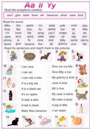 English Worksheet: Reading A I Y