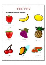 English Worksheet: FRUITS