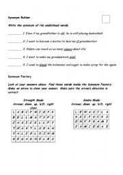 English Worksheet: Synonym Builder