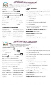 English Worksheet: keep  holding on