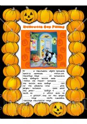 English Worksheet: Halloween gap filling - Past Simple and Present Simple