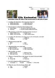 English Worksheet: Ella Enchanted Workshhet