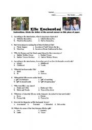 English worksheet: Ella Enchanted Workshhet