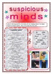 English Worksheet: Suspicious Minds