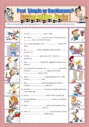Past Simple vs Past Continuous - Practice 1(fully editable with key)