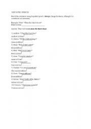 English Worksheet: REPORTED SPEECH
