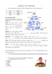 English Worksheet: Part 1 - food pyramid