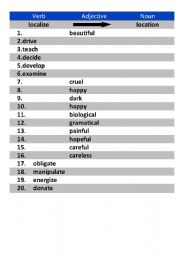 English worksheet: Noun formation